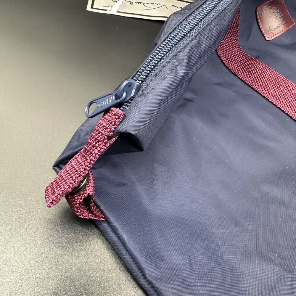 Vintage Travel Duffle Bag Luggage Gloria Vanderbilt Navy Burgundy 1980s Nylon - Picture 8 of 12